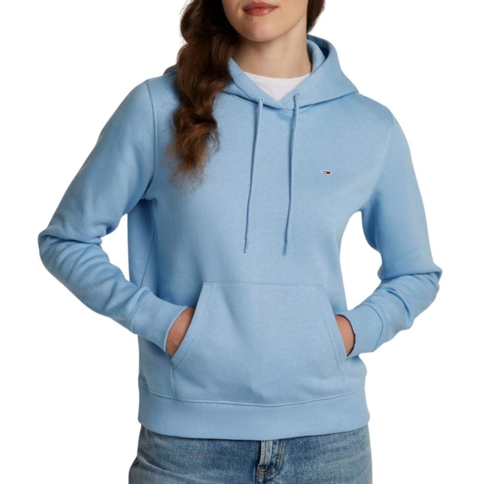TOMMY HILFIGER Women's Flag Zip Hoodie Sweatshirt Medium Light Blue NWT